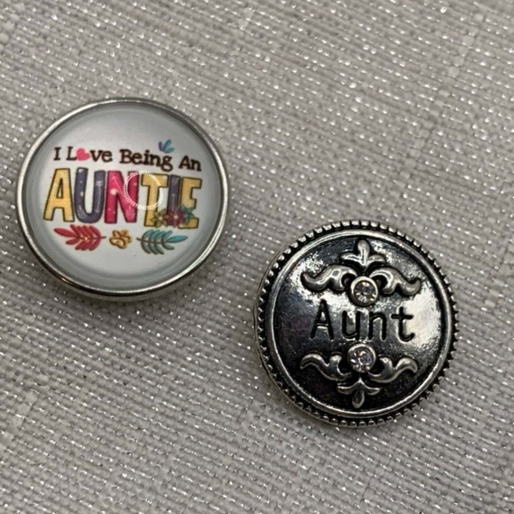 💗AUNT, AUNTIE - Snap Button Charms - Set of 2 - 18mm/20mm